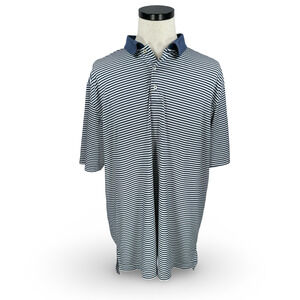 Peter Millar Summer Comfort Golf Polo Shirt Men's 2XL XXL Blue‎ White Striped